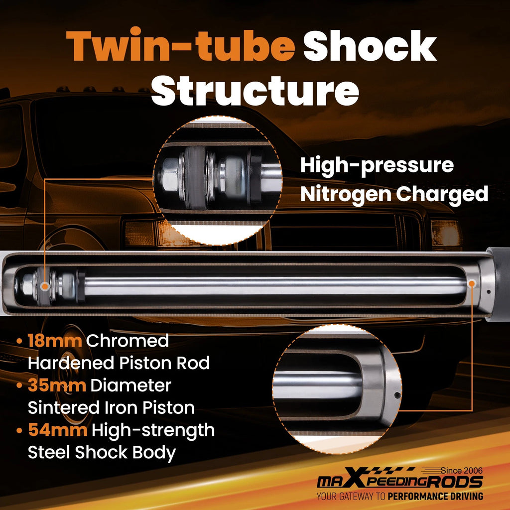 Off-Road Twin Tube Shocks for Ford Excursion (2000–2005) 4WD/2WD 0-4" Lift