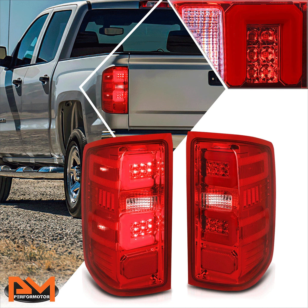 Red 3D LED Bar Tail Light Brake Lamp for Chevy Silverado/GMC Sierra (2014–2019)