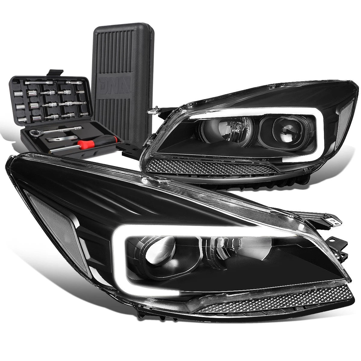 LED DRL Tube Projector Headlights for Ford Escape (2013–2016)