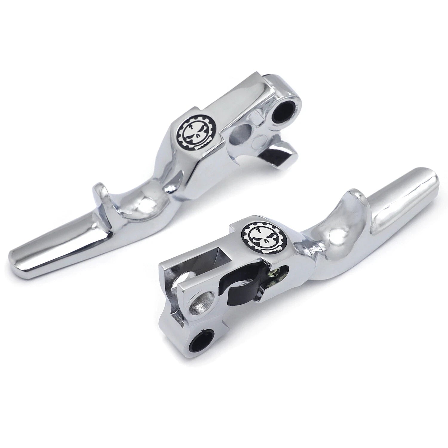 Chrome Skull Shorty Brake Clutch Levers for Harley XL (1996–2003), Softail (1996–2012), Touring (1996–2007)