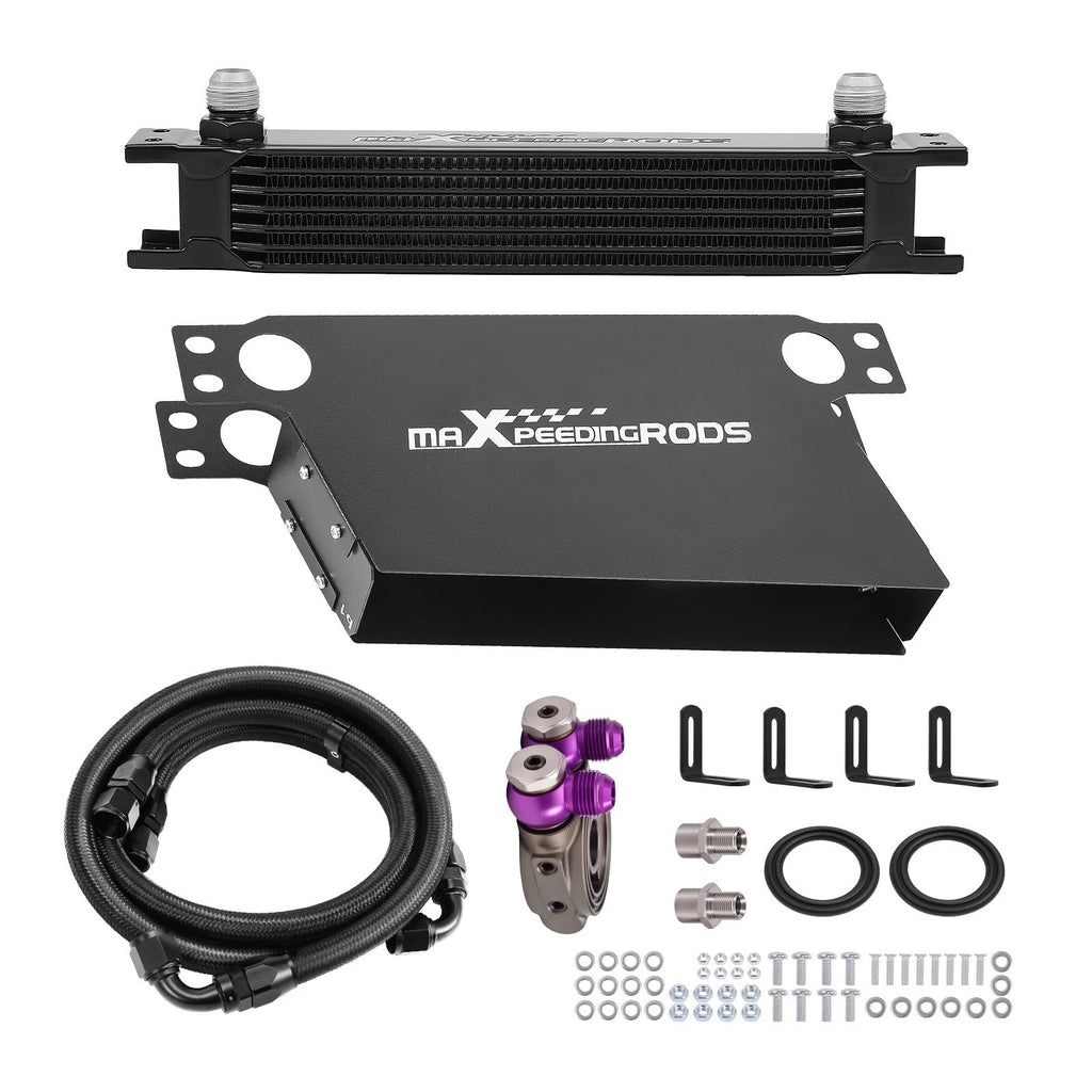 7 Row Oil Cooler Kit for Universal Applications - Aluminum, Black