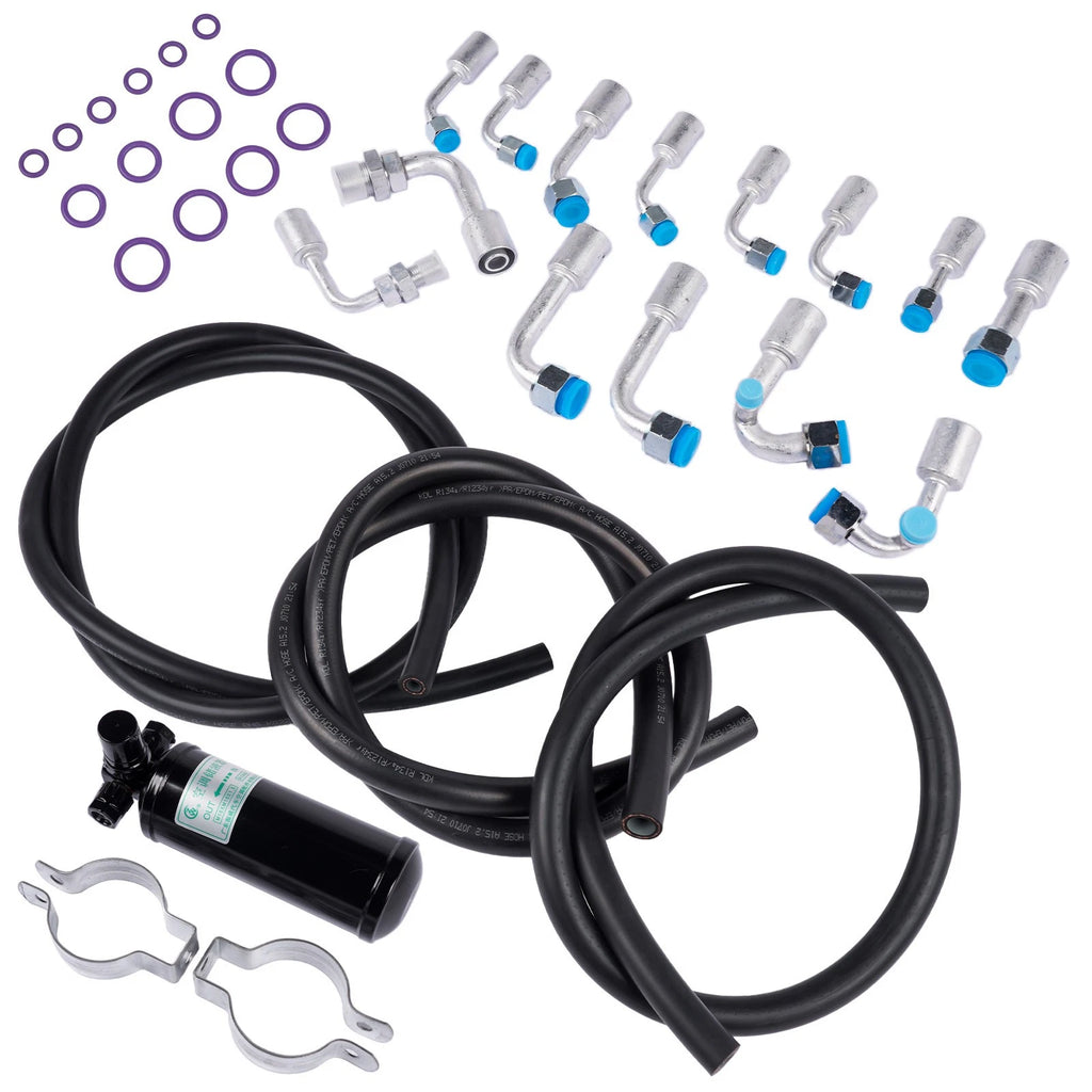 Universal 134a Air Conditioning Hose Kit with R-Ring, Fittings & Drier