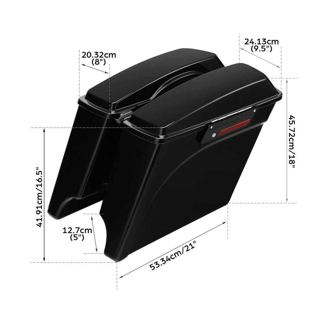 5" Stretched Extended Hard Saddlebags for Harley Touring Glide (1993–2013)