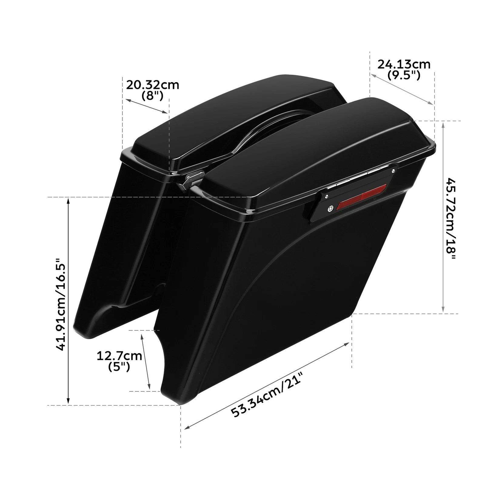 5" Stretched Extended Hard Saddlebags for Harley Touring Glide (1993–2013)