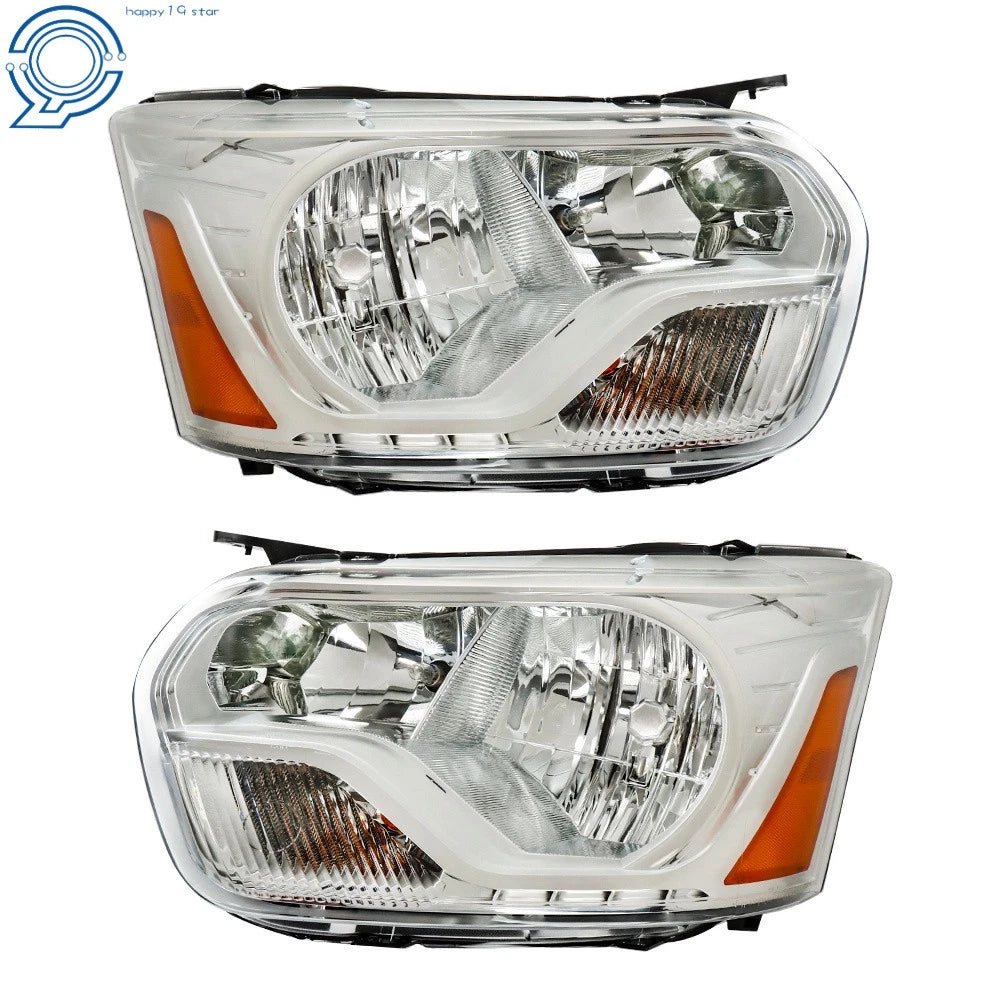 Set of 2 Halogen Headlights for Ford Transit (2015-2021) Chrome Clear Lens