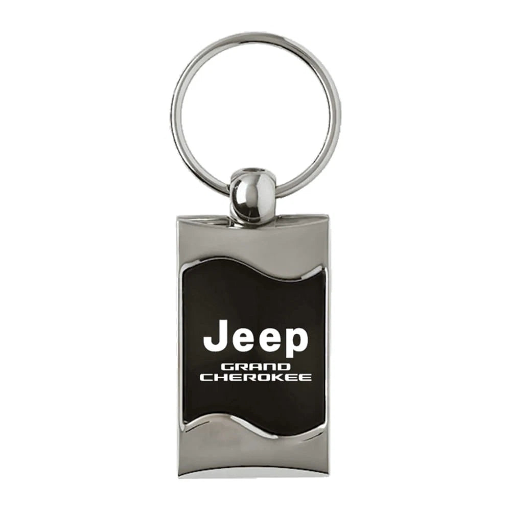 Black Rectangular Wave Keychain - Officially Licensed for Jeep Grand Cherokee