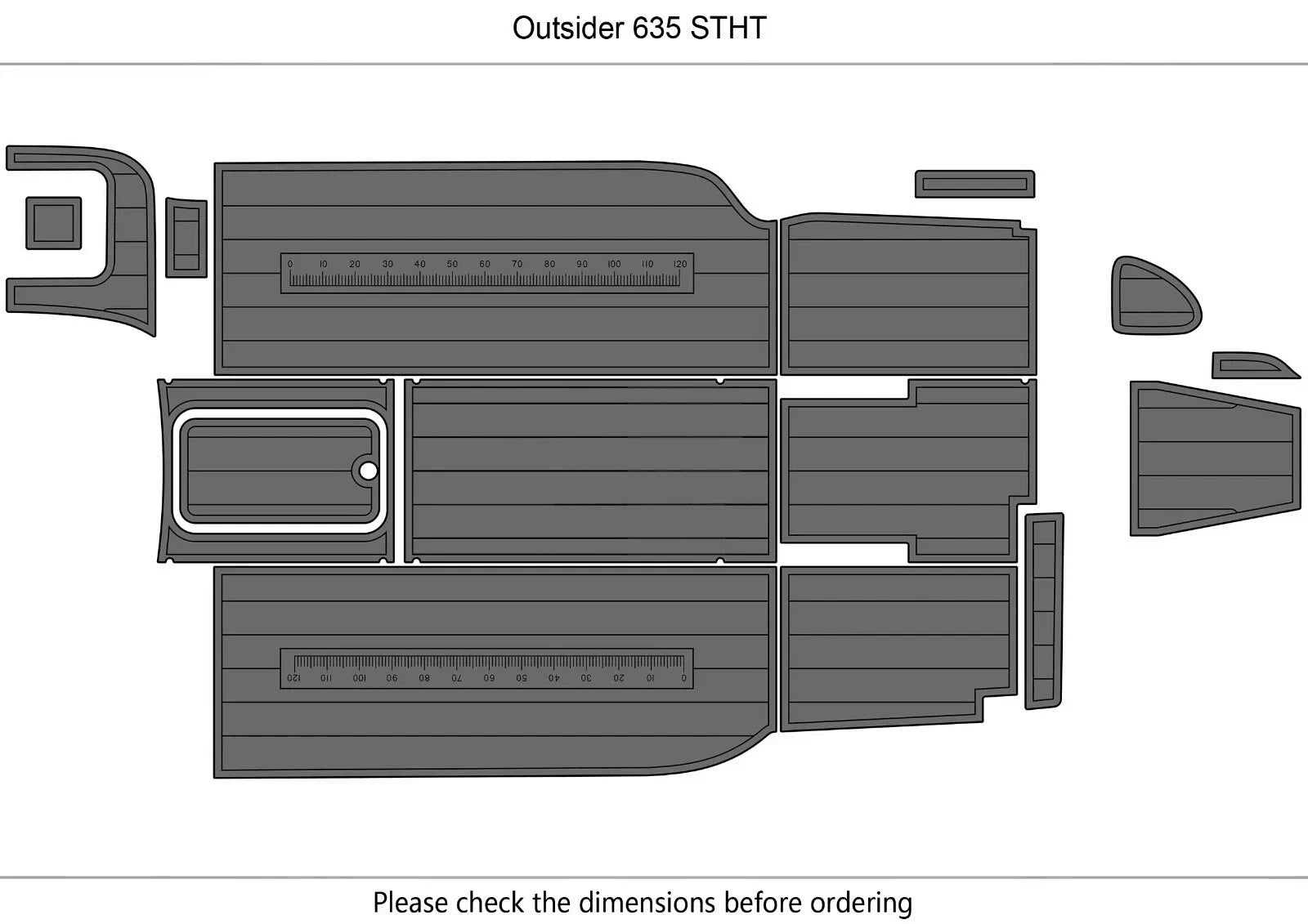 EVA Pad Teak Deck Flooring Mat for Outsider 635 STHT