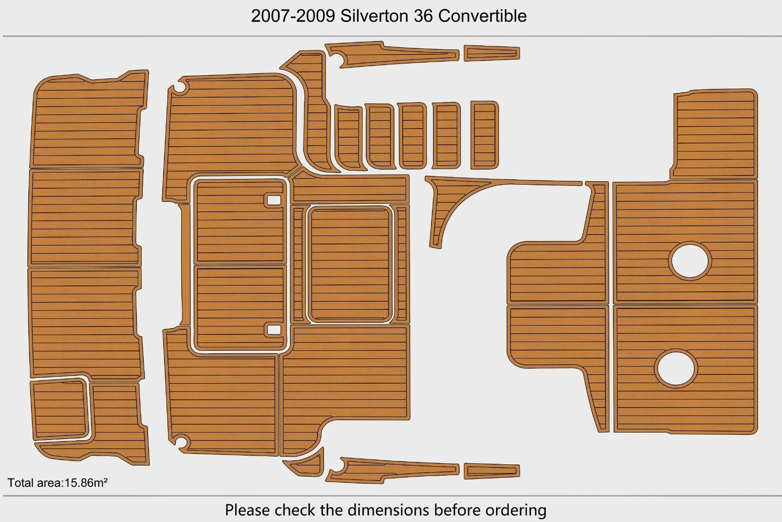 EVA Pad Foam Teak Deck Floor for Silverton 36 Convertible (2008)