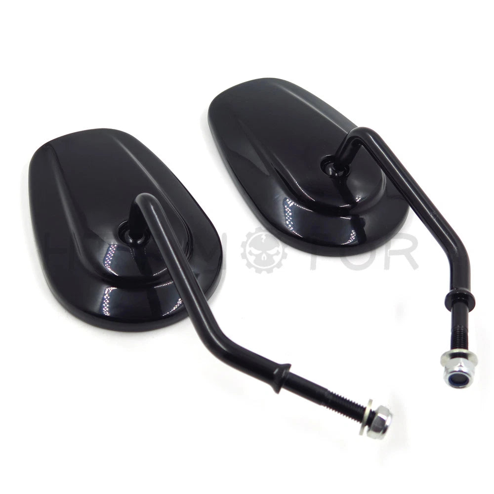 Black Tapered Teardrop Rearview Mirrors for Harley Davidson FLHTC Road King (8mm)