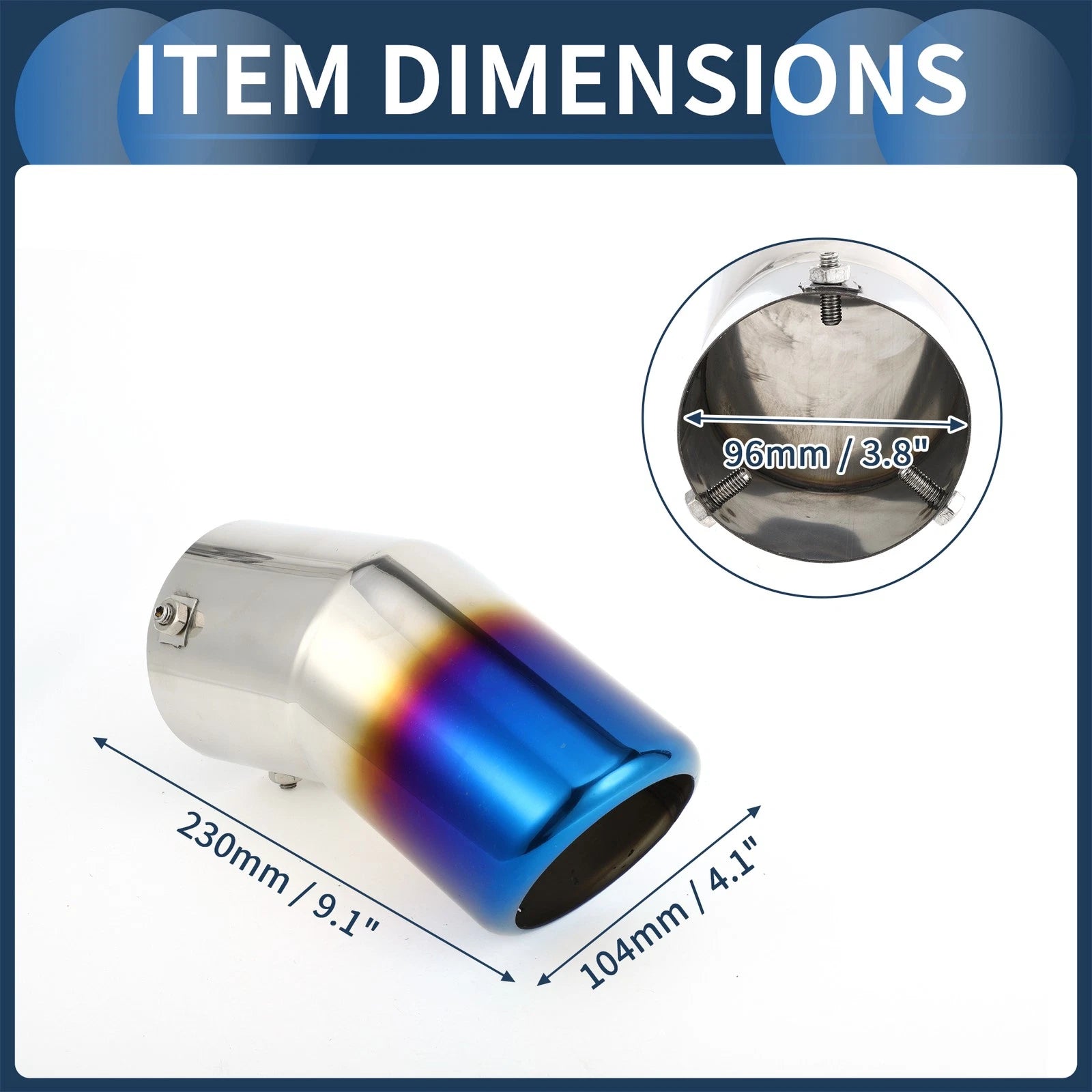1Pc Slant Exhaust Tip 3.8" Inlet for Toyota Land Cruiser (2023–2024) Burnt Blue