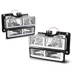 F-Shape LED DRL Headlights for Chevy GMC C/K Suburban Tahoe Yukon (1988–2002)
