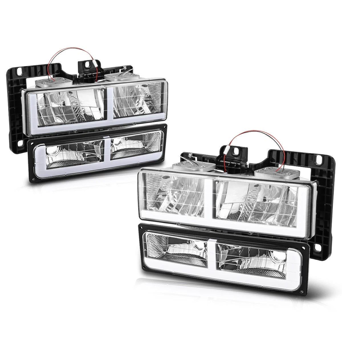 F-Shape LED DRL Headlights for Chevy GMC C/K Suburban Tahoe Yukon (1988–2002)