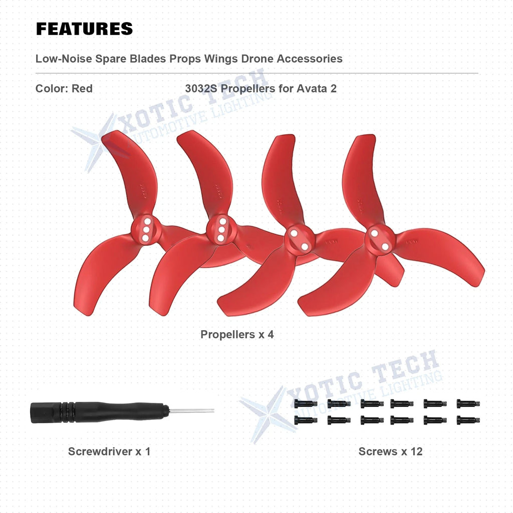 Red Propellers Replacement Props Blades for DJI Avata 2 (3032S)
