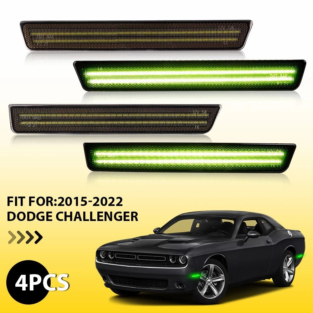 4X LED Side Marker Lights for Dodge Challenger (2015–2022) Smoked