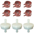 3 Fuel Filters and 6 Hose Clamps for Ford/New Holland (Replaces 394358)