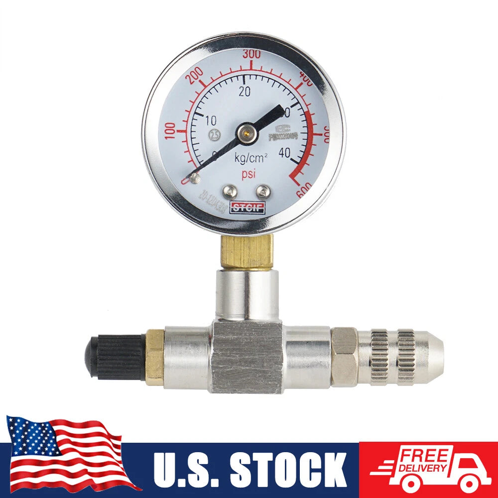 Stainless Steel Shock Nitrogen Pressure Gauge Tool 0-600psi 40 Bar
