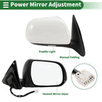 Right Side Door Mirror for Toyota Highlander (2008–2013) Manual Folding White