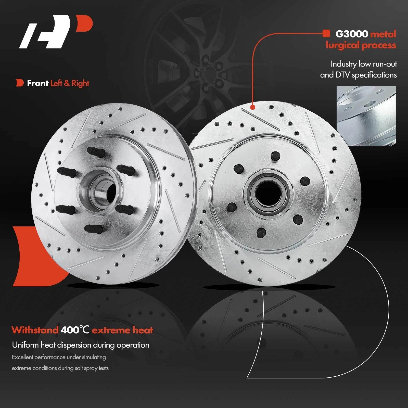 Set of 8 Front Drilled Brake Rotors & Pads for Ford F-150 (2004–2005)