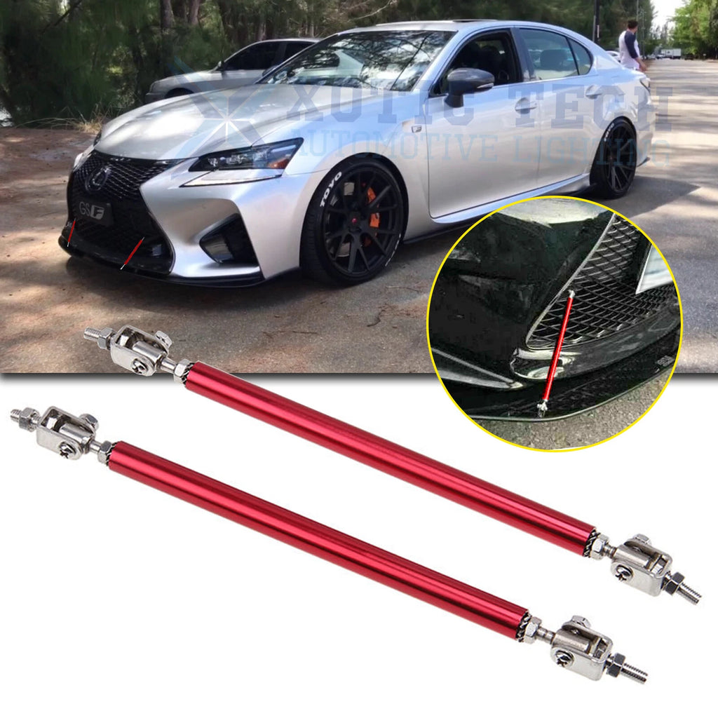 JDM Red Adjust Front Bumper Lip Splitter Strut Rod Tie Support Bars for Lexus (YYYY–YYYY)