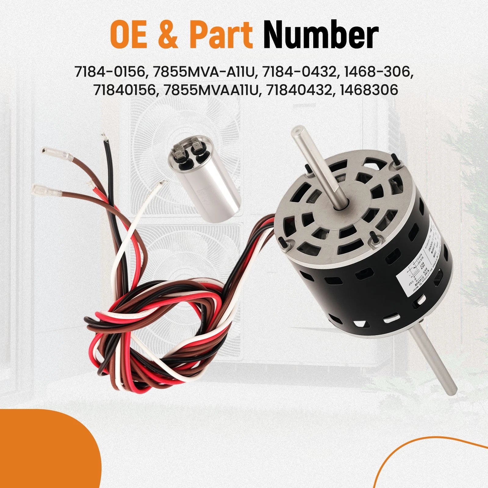 2 Speed Split Capacitor Motor for Fasco Coleman 6000 8000 Series