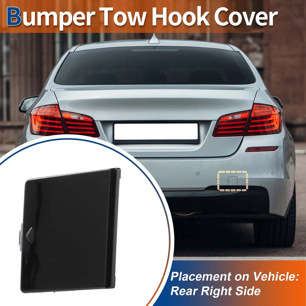 Rear Car Bumper Tow Hook Cover for BMW 5 Series (2011–2017) No. 51128048592 Black Sapphire