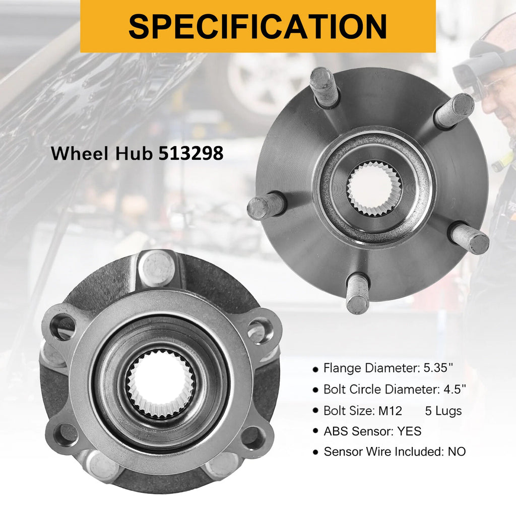 Set of 2 Front Wheel Bearings and Hubs Assembly 513298 for Nissan Rogue Sentra (2007–2020)