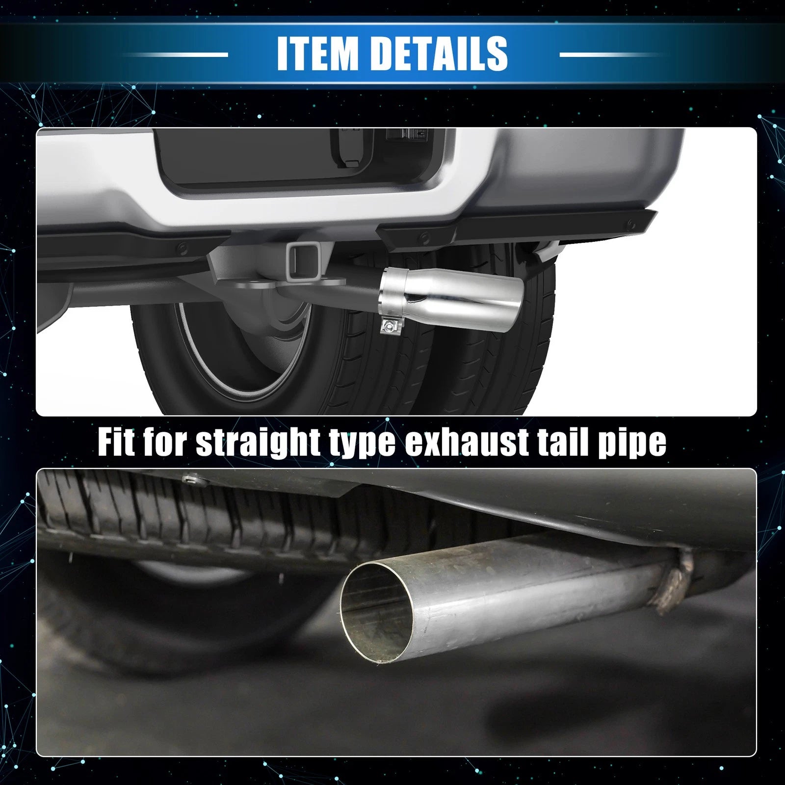 2.8" Inlet Exhaust Tip for Toyota Tacoma (2005–2023) Silver Tone