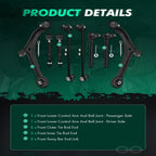 Set of 8 Front Control Arms with Ball Joints & Tie Rod Ends for Honda Odyssey (2010)
