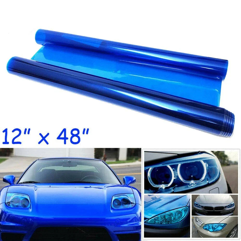 12x48 Blue Tint Vinyl Overlay Wrap Sheet Headlight Fog Light for Universal