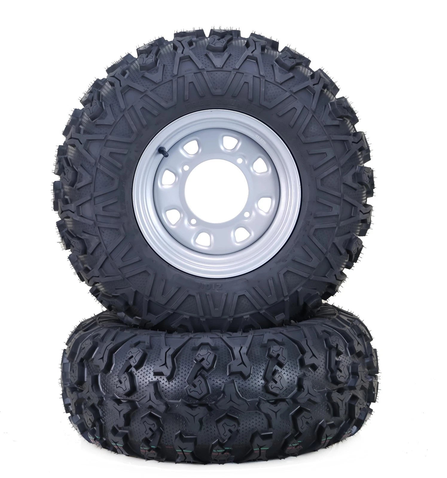 Set of 2 ATV Tires & Wheels 27x11-12 8-Ply 4-156 PCD 4+3 Silver