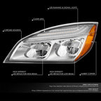 Pair of Chrome Housing Amber Corner LED Headlights for Freightliner Cascadia (2018–2024)
