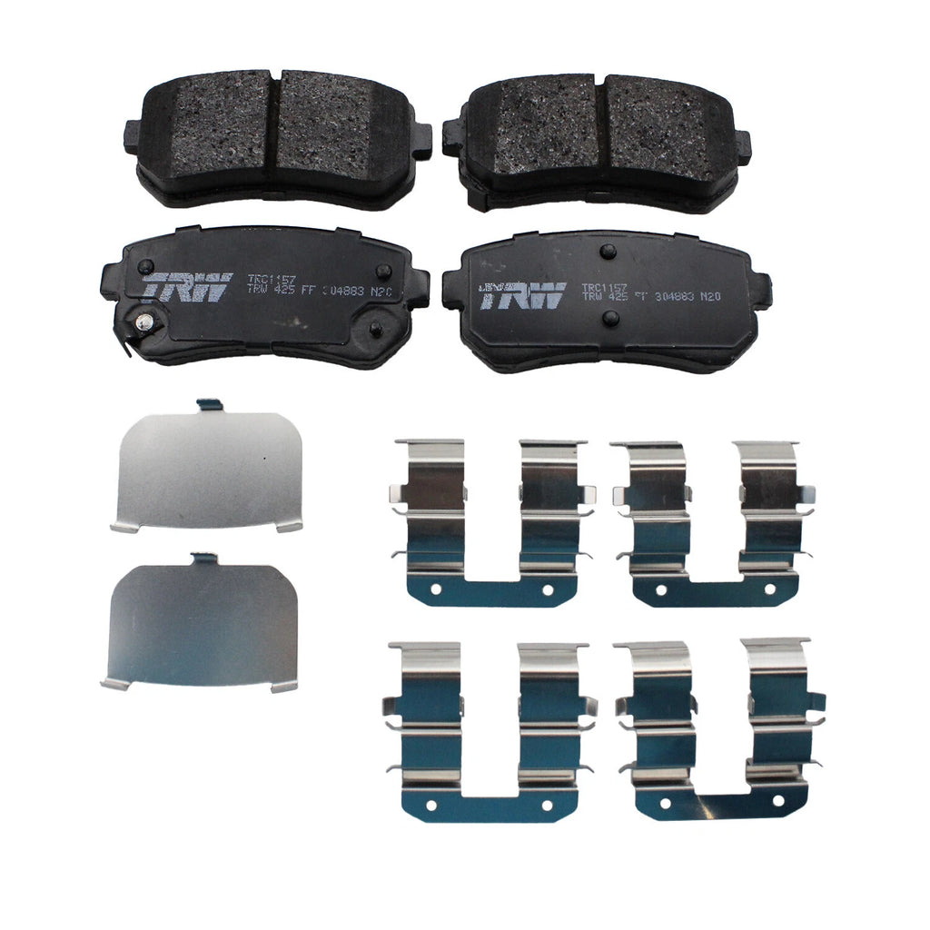 Set of 4 TRW Pro Rear Ceramic Slotted Brake Pads for Hyundai Accent Sonata Kia Rio Rio5 (2006–2020)