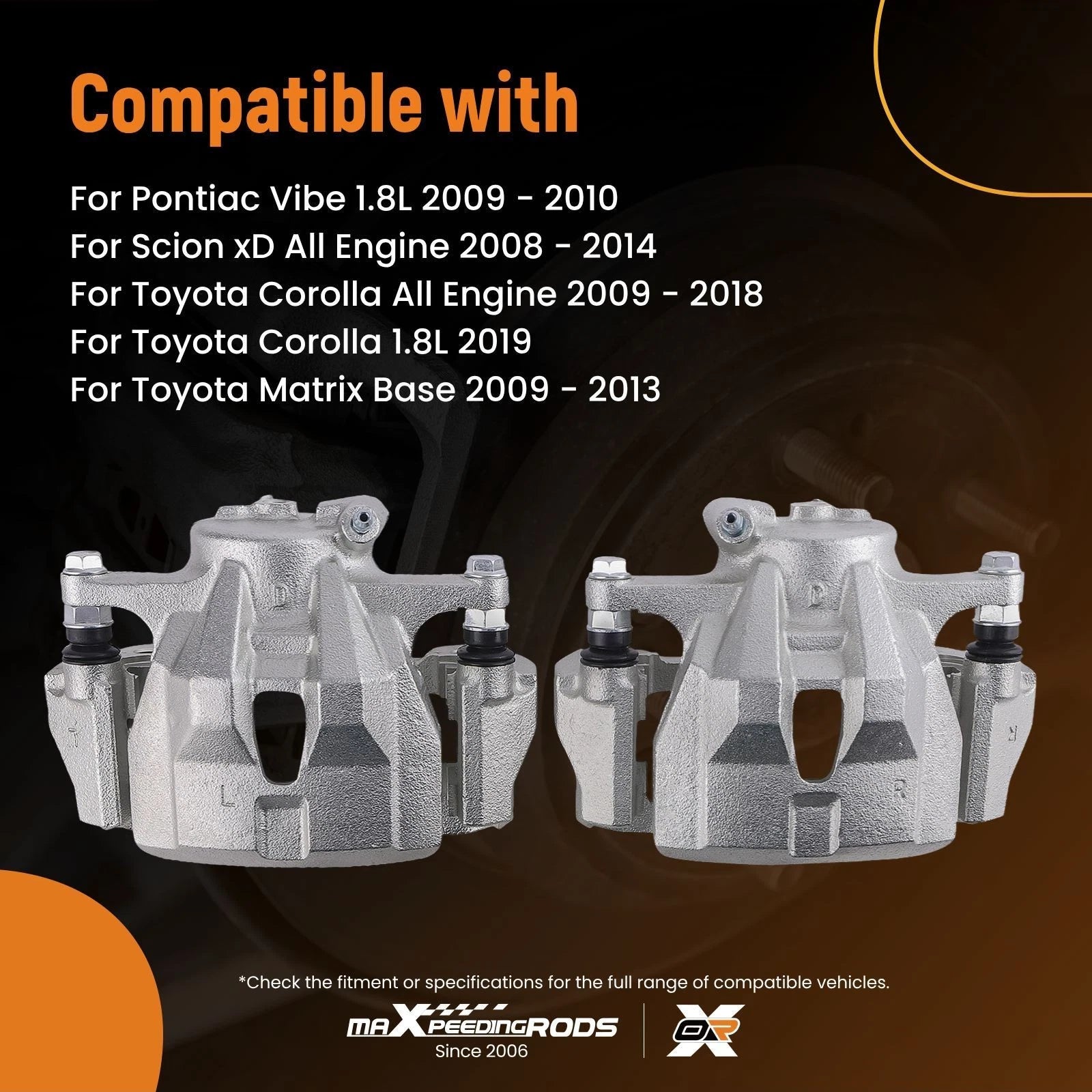 Front Brake Caliper Set for Scion XD Toyota Matrix (2009–2014)