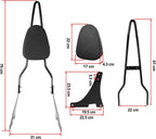 Black Sissy Bar Backrest Pad for Harley Sportster XL 1200 (2004-2016)