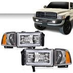 Chrome LED Tube Headlights for Dodge Ram 1500 2500 3500 (1994–2002)