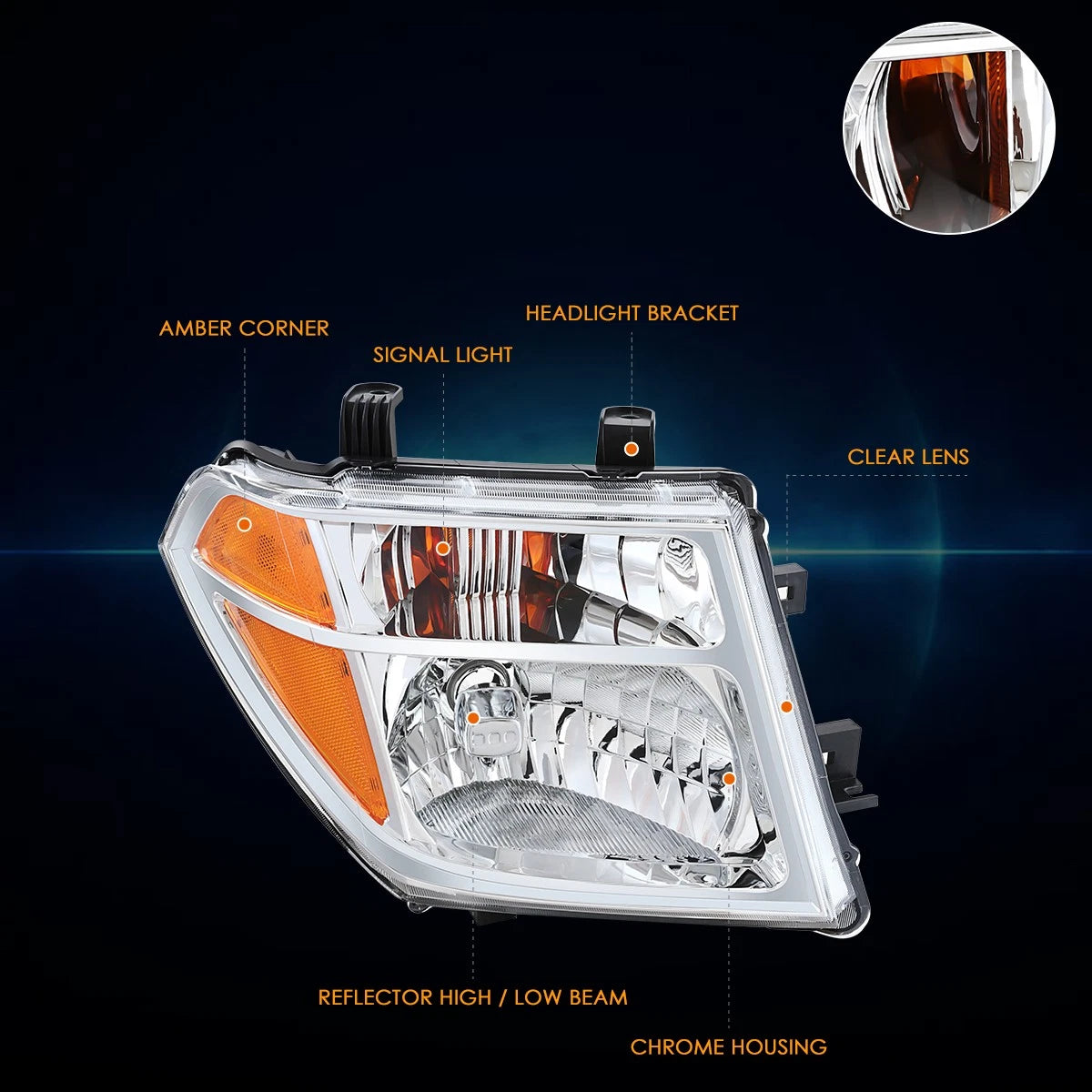 Set of 2 Chrome Housing Headlight Assemblies for Ford Expedition (2015–2017)