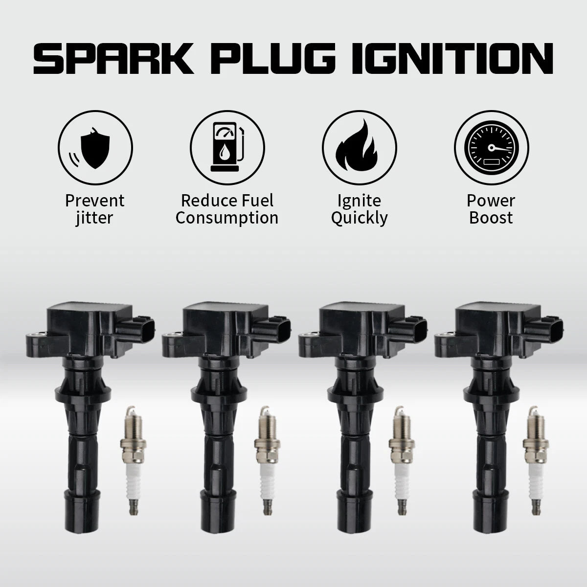 Set of 4 Ignition Coils & Iridium Spark Plugs for Mazda 3 CX-7 (2012–2017)