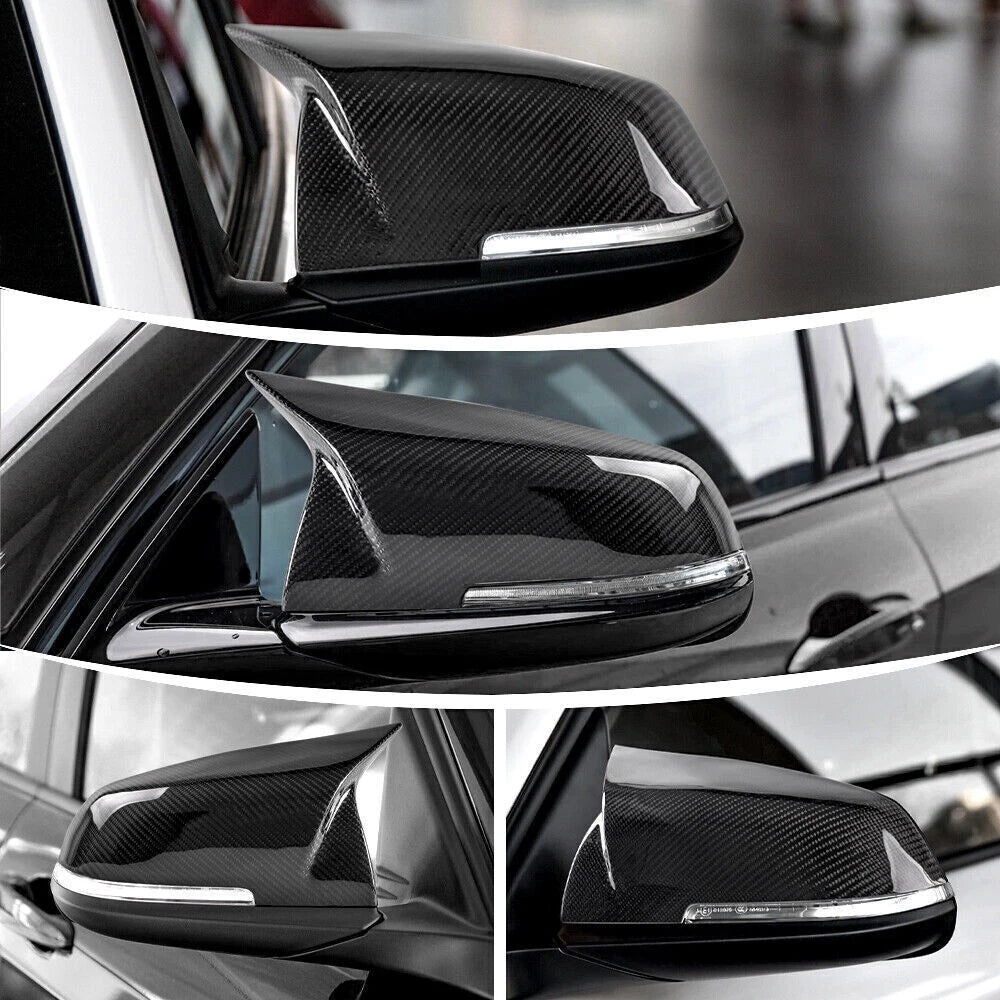 2X Carbon Fiber Side Mirror Cover Caps for BMW F20 F21 F30 F32 F36 X1 M2