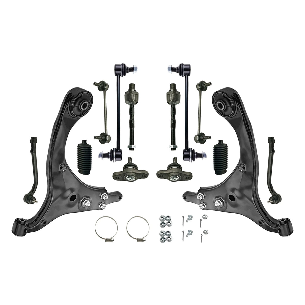 14Pcs Suspension Kit Front Lower Control Arms Tie Rods for Hyundai Elantra (2009–2012)
