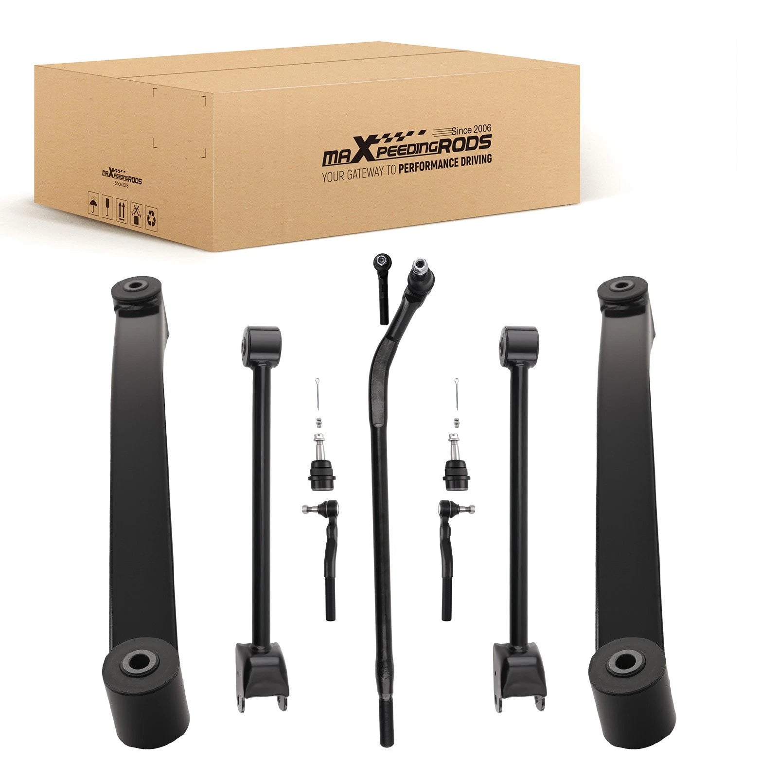 Front Upper Lower Control Arms Ball Joints Tie Rods for Jeep Wrangler (2007–2018)
