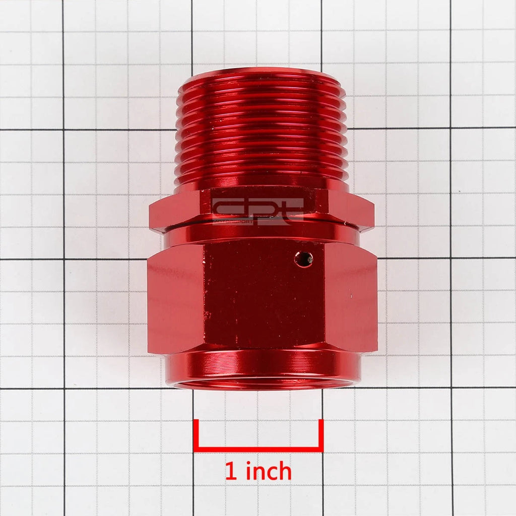16-AN Female Flare to 1" NPT Male Red Aluminum B-Nut Swivel Coupler Fitting