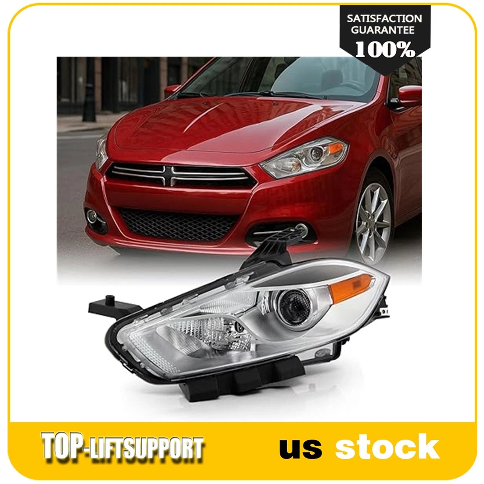 Left Driver Side Headlight for Dodge Dart (2013–2016) with Projector