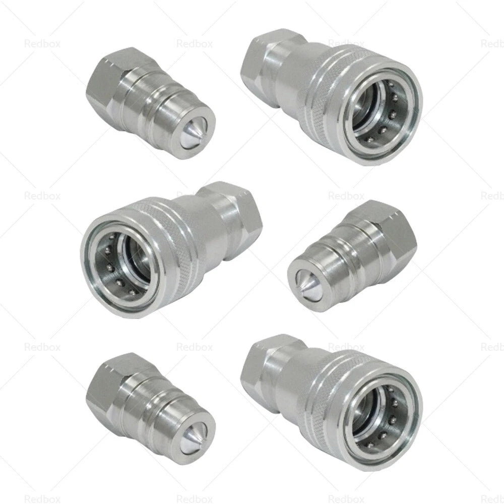 Set of 3 Hydraulic Quick Release Couplings 1/2 BSP ISO Poppet for Tractor
