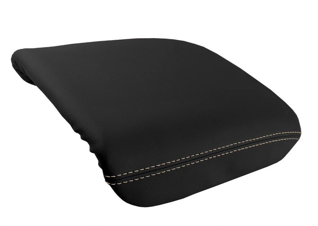 Leather Console Lid Armrest Cover for Honda Pilot (2003–2008) Beige Stitch