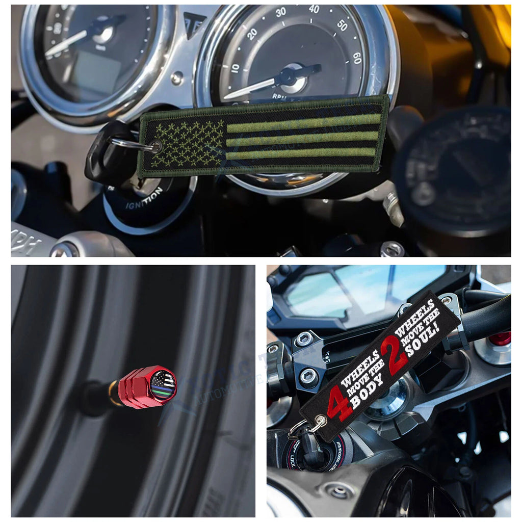 Double-Sided Embroidered Keychain Key Tag for Motorcycles (Tire Valve Cap) (2021-2024)