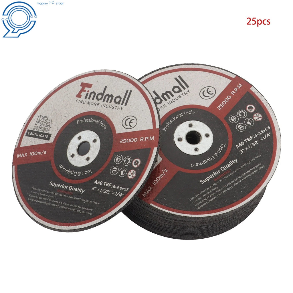25 Pcs Metal Stainless Steel Cut Off Wheels for Die Grinders (3"x1/32"x1/4")