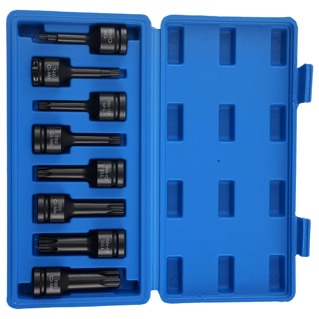8pc 1/2'' Socket Set T30 T40 T45 T50 T55 T60 T70 T80 for Workshop