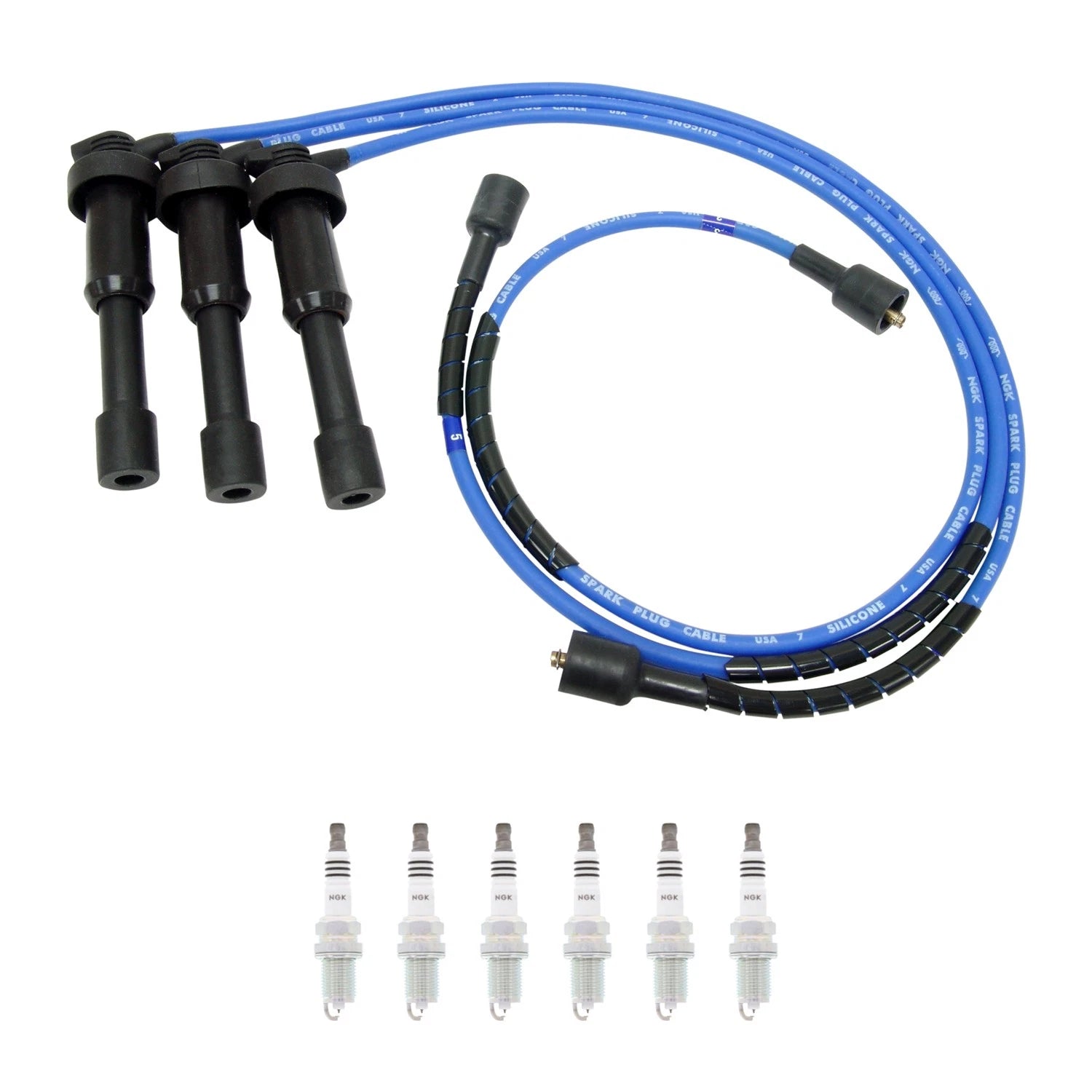 NGK Wire Set & 6 Ruthenium HX Spark Plugs for Amanti Santa Fe (2007–2012)