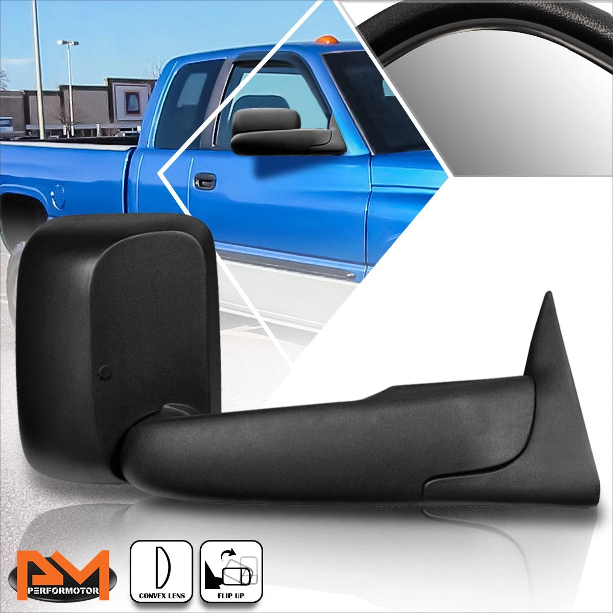 Right Manual Adjustment Towing Mirror for Dodge Ram 1500/2500/3500 (1994–2002)