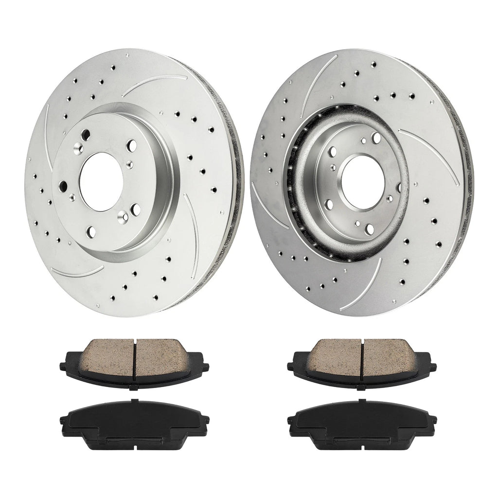Front Drilled Slotted Brake Rotors and Ceramic Pads for Acura RSX (2002–2006)
